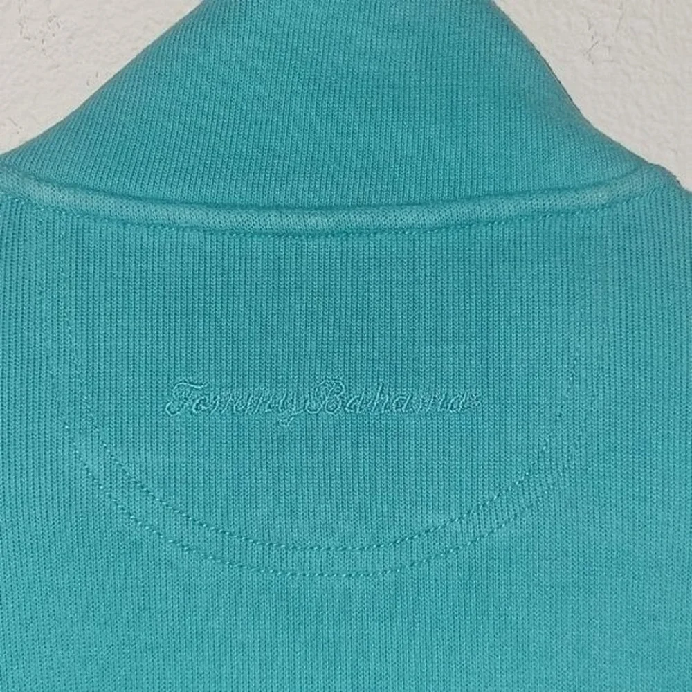 TOMMY‎ BAHAMA quarter Zip Pullover Turquoise Sweater Knit Long Sleeve S Relaxed